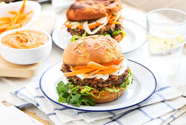 Gluten Free Thai Black Bean SunButter Burgers