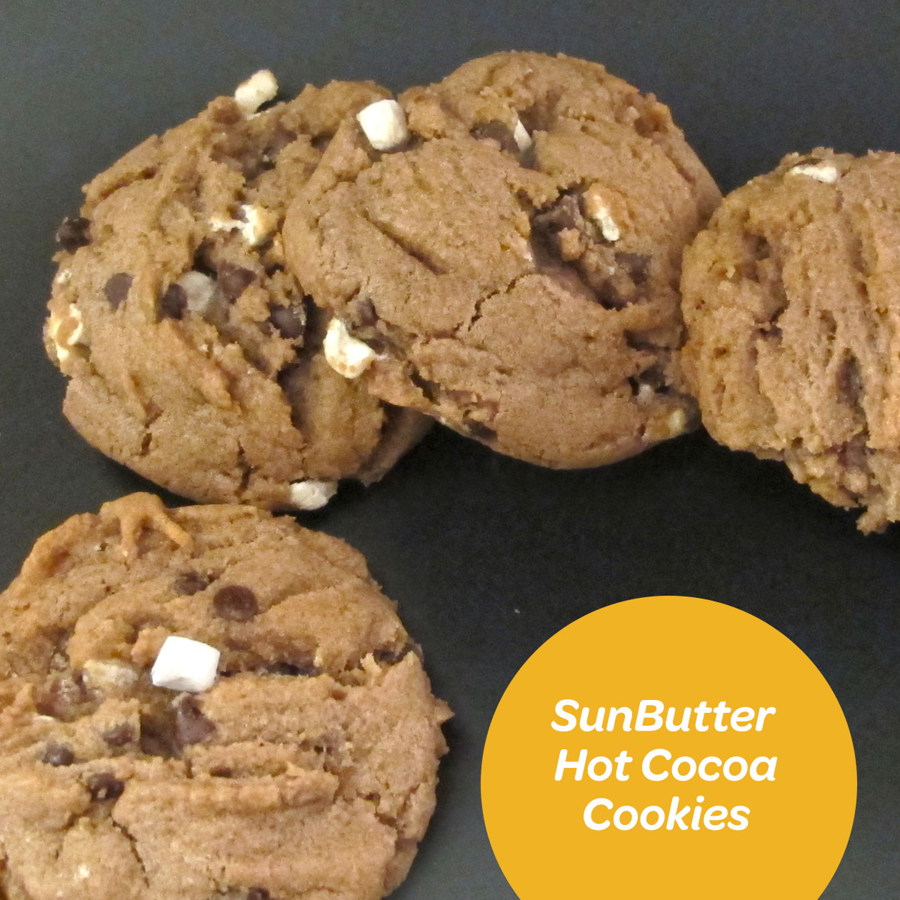 SunButter Hot Cocoa Cookies with sweet little mallow bits are a cozy treat!